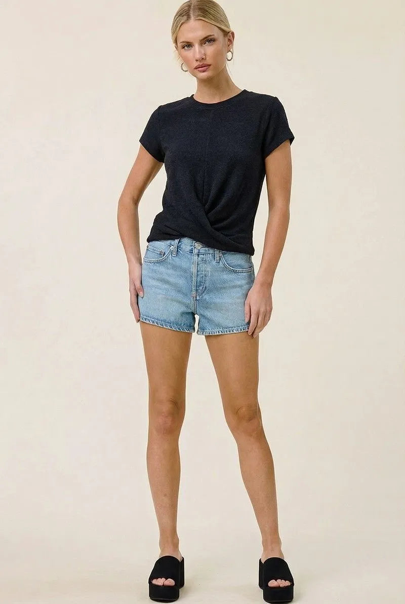 Charlotte Avery Crepe Hacci Twist Front Top