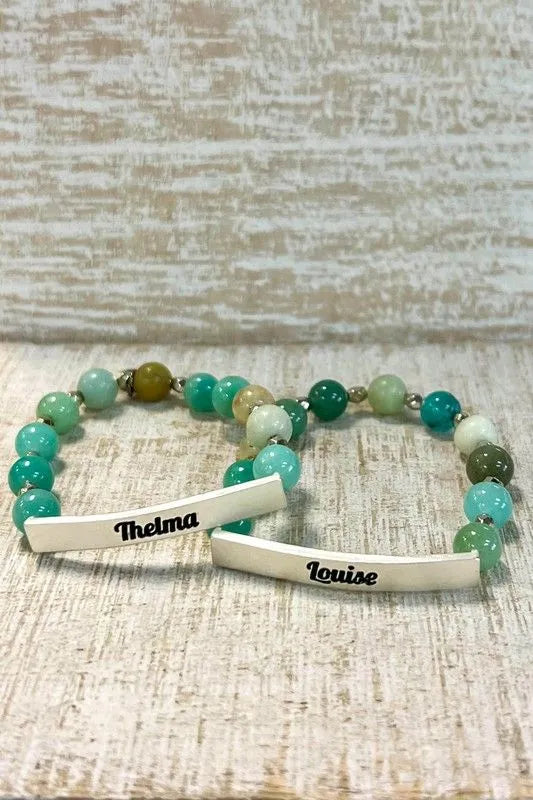 Thelma & Louise Beaded Friendship Bracelet Set Silver