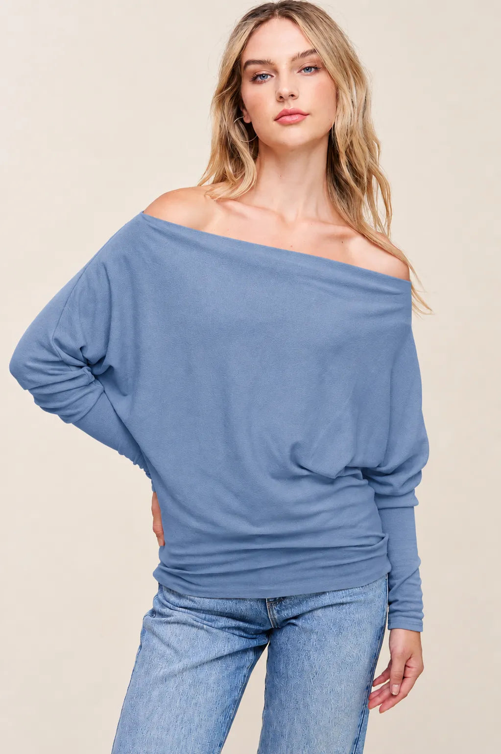 Charlotte Avery Crepe Hacci Off-Shoulder Dolman Top