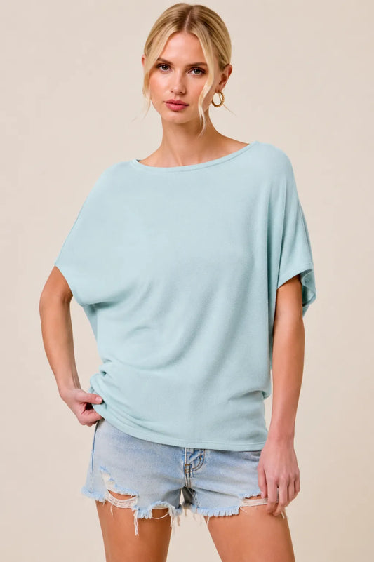 Charlotte Avery Crepe Hacci Short Sleeve Dolman Top