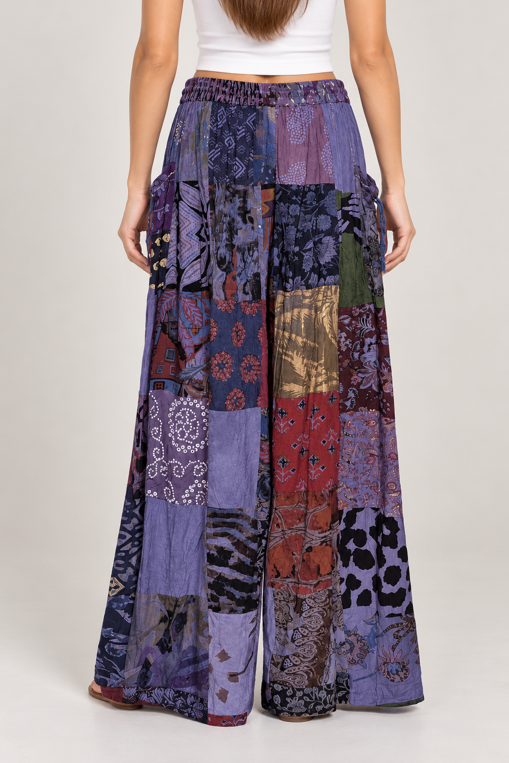 Kantha Patchwork Wide Leg Palazzo Pants