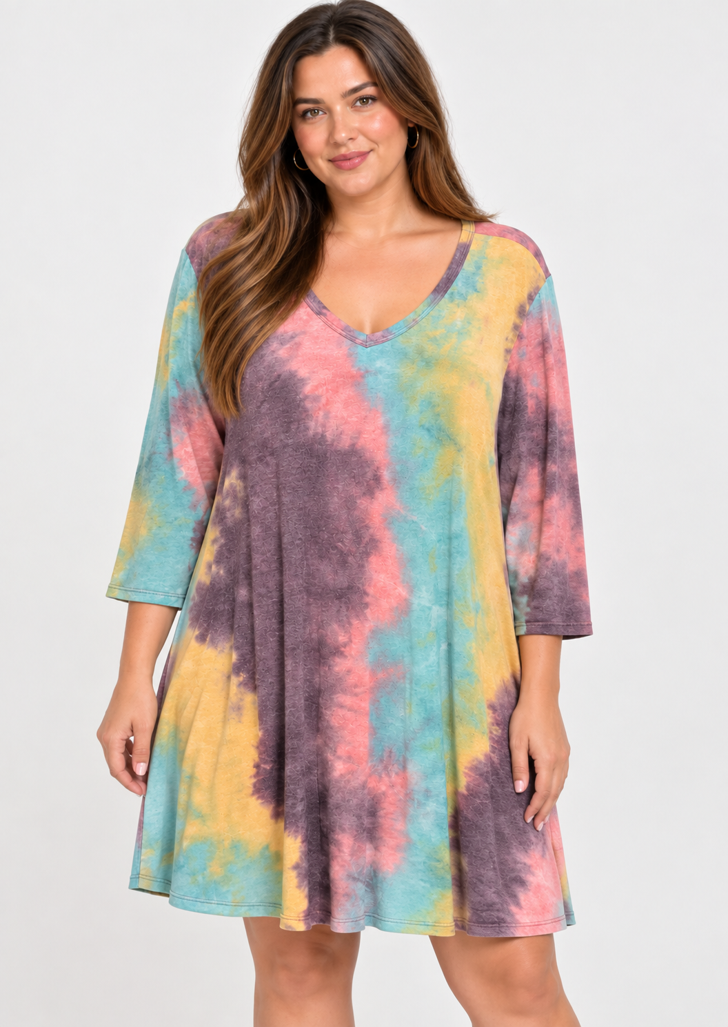 Heimish Multicolor Tie-Dye V-Neck Dress
