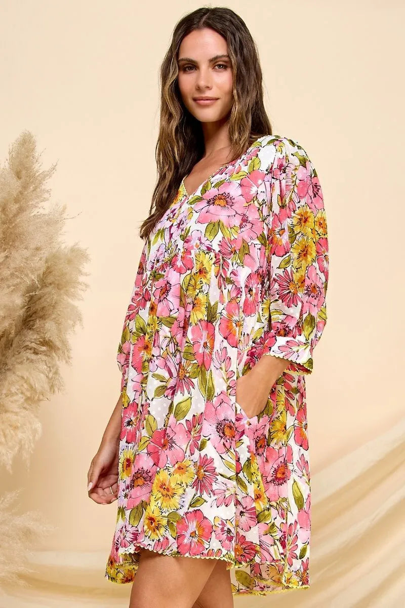 Veveret Floral Babydoll Mini Dress