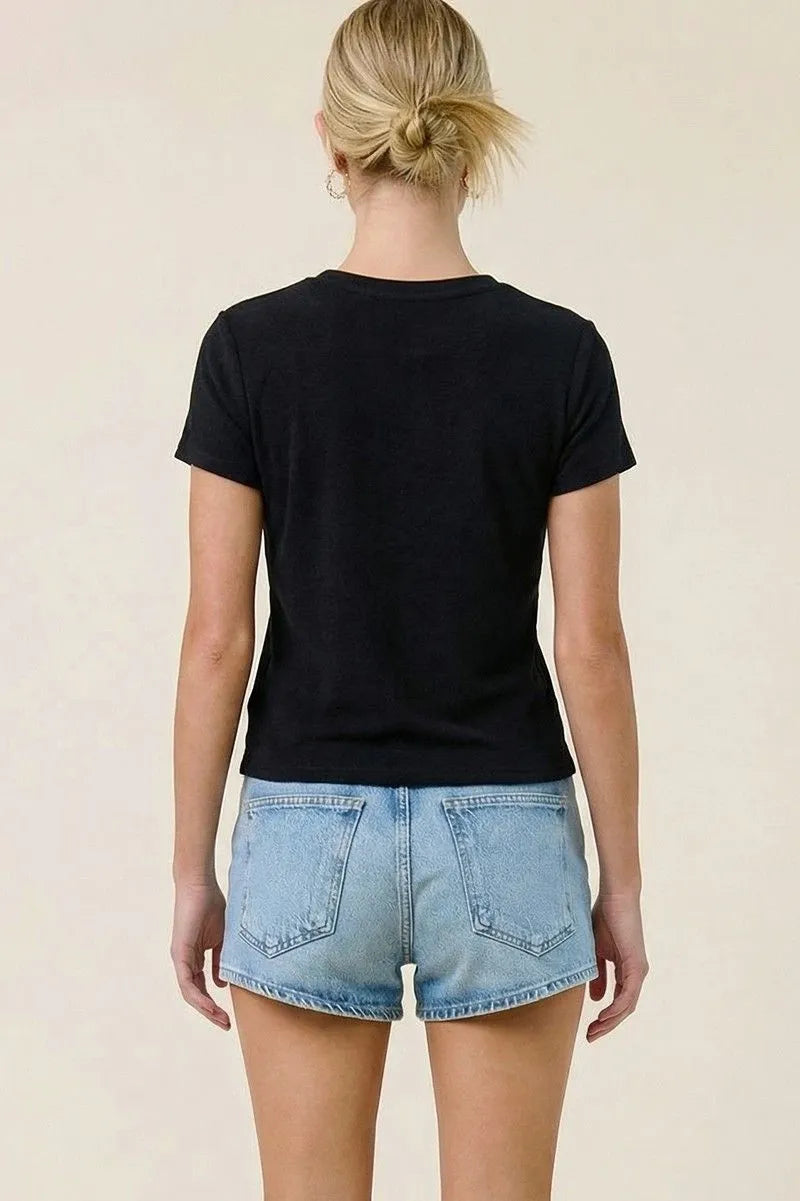 Charlotte Avery Crepe Hacci Twist Front Top