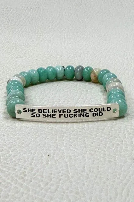 Sassy Bracelet "She Believed She Could" Silver