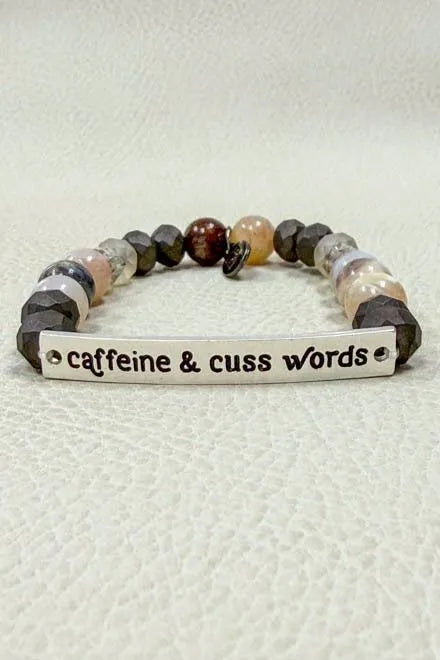 Sassy Bracelet "Caffeine And Cuss Words" Silver
