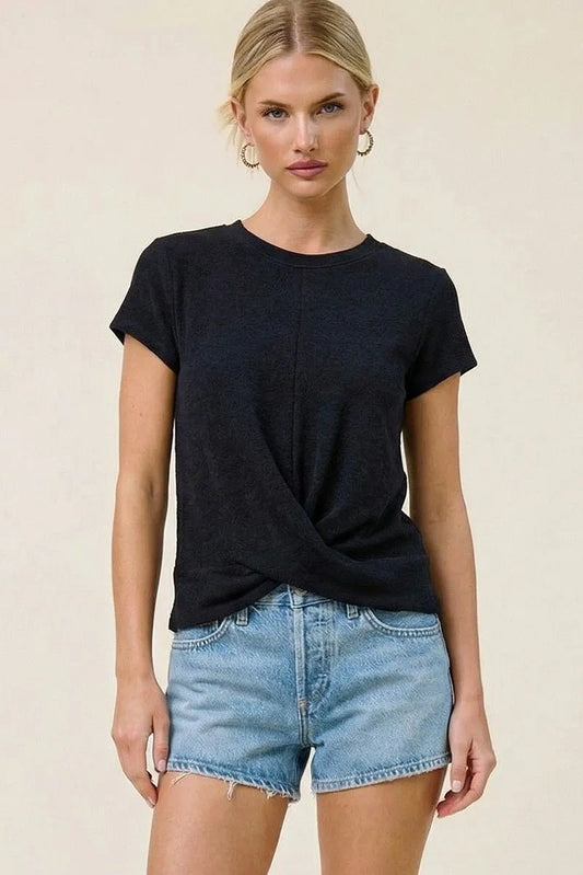 Charlotte Avery Crepe Hacci Twist Front Top