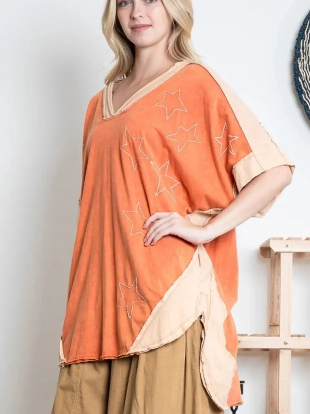 Bluevelvet Star Patch Tunic Top