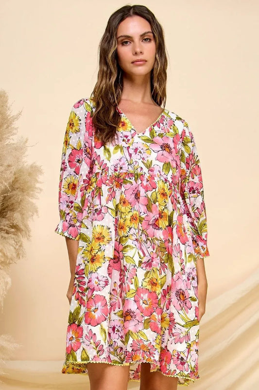 Veveret Floral Babydoll Mini Dress