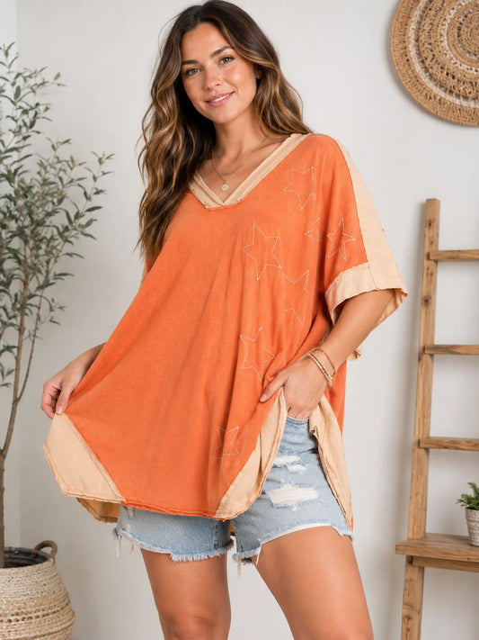 Bluevelvet Star Patch Tunic Top